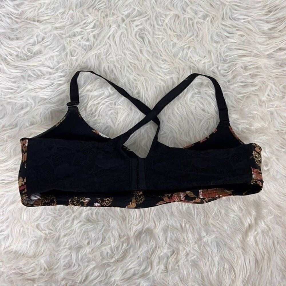Torrid Wire-Free Lightly Lined Print Racerback Bra 42DDD Cheetah Floral Print - Picture 2 of 12